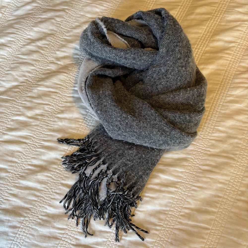 H&M Two-Tone Gray Fringed Knit Scarf